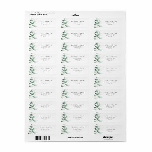 Elegant Greenery Return Address Label (Full Sheet)