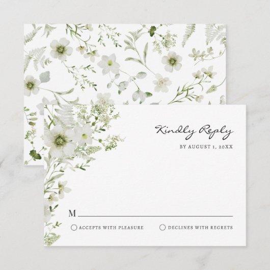 Elegant Greenery RSVP-kaart RSVP Kaartje (Voorkant / Achterkant)