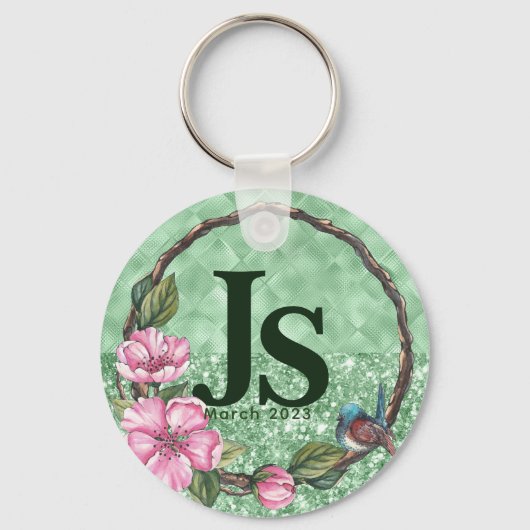 Elegant Greenery Rustic Foliage Mint Green Sage Sleutelhanger (Voorkant)