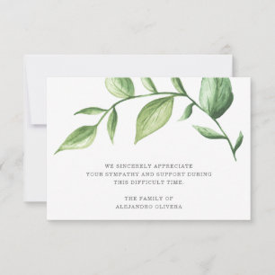 Elegant Greenery Rustic Funeral Bedankkaart