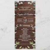 Elegant Greenery Rustic Wood Wedding Programs Programma (Voorkant)