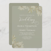 Elegant Greenery Sage Green Floral Foliage Simple Kaart (Voorkant / Achterkant)