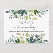 Elegant Greenery Same Wedding New Date Update Briefkaart (Voorkant)
