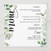 Elegant Greenery Script Round Wedding Flat Menu (Voorkant)