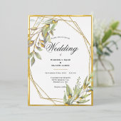 Elegant Greenery Script Wedding Folie Uitnodiging (Staand Voorkant)