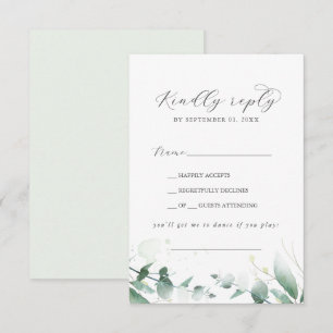 Elegant Greenery Song Request RSVP Card Kaartje