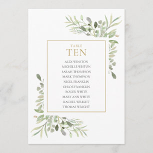 Elegant Greenery Table Number 10 Seating Chart Kaart