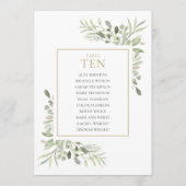Elegant Greenery Table Number 10 Seating Chart Kaart (Voorkant)