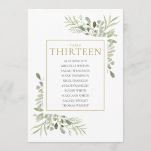 Elegant Greenery Table Number 13 Seating Chart Kaart