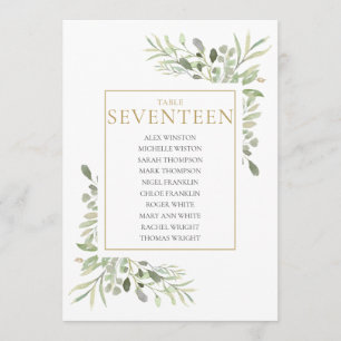 Elegant Greenery Table Number 17 Seating Chart Kaart