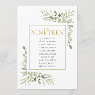 Elegant Greenery Table Number 19 Seating Chart Kaart