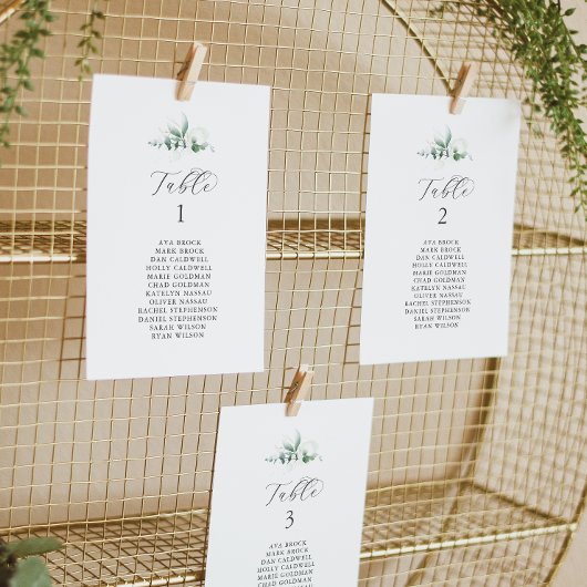 Elegant Greenery Table Number Seating Chart Kaarte