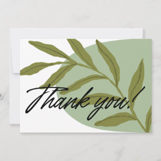 Elegant Greenery Thank You Card | Minimalist Botan Bedankkaart