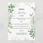 Elegant Greenery Watercolor Wedding Menu (Devant)