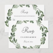 Elegant Greenery Waterverf Wreath Wedding RSVP (Voorkant / Achterkant)