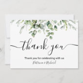 Elegant Greenery Wedding Bedankt Kaart (Voorkant)