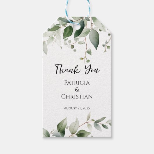 Elegant Greenery Wedding Cadeaulabel (Voorkant)