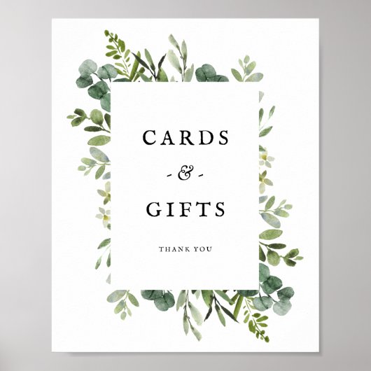 Elegant Greenery Wedding Cards Gifts Poster (Voorkant)