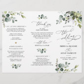 Elegant Greenery Wedding Ceremony Programme (Voorkant)
