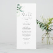 Elegant Greenery Wedding Dinner Menu (Staand voorkant)