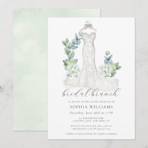 Elegant Greenery Wedding Dress Bridal Brunch Kaart