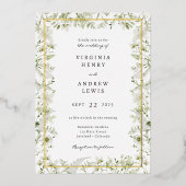 Elegant Greenery Wedding Folie Uitnodigingen (Voorkant)
