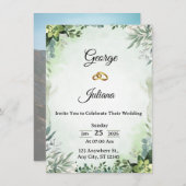 Elegant Greenery Wedding Invitation (Devant / Derrière)
