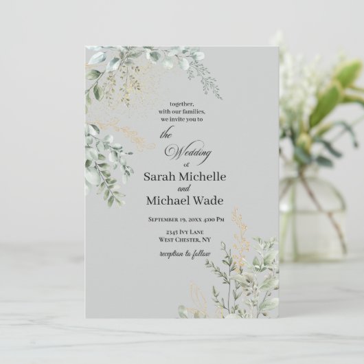 Elegant Greenery Wedding Invitation (Debout devant)