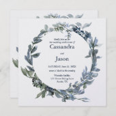 Elegant Greenery Wedding Invitation Kaart (Voorkant / Achterkant)