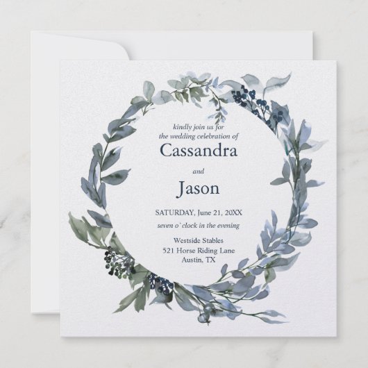Elegant Greenery Wedding Invitation Kaart (Voorkant)