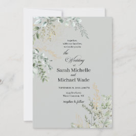 Elegant Greenery Wedding Invitation Kaart