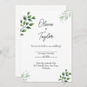 Elegant Greenery Wedding Invitation Kaart (Voorkant / Achterkant)
