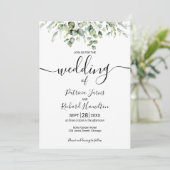 Elegant Greenery Wedding Invitations Kaart (Staand voorkant)