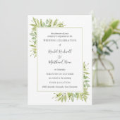 Elegant Greenery Wedding Kaart (Staand voorkant)