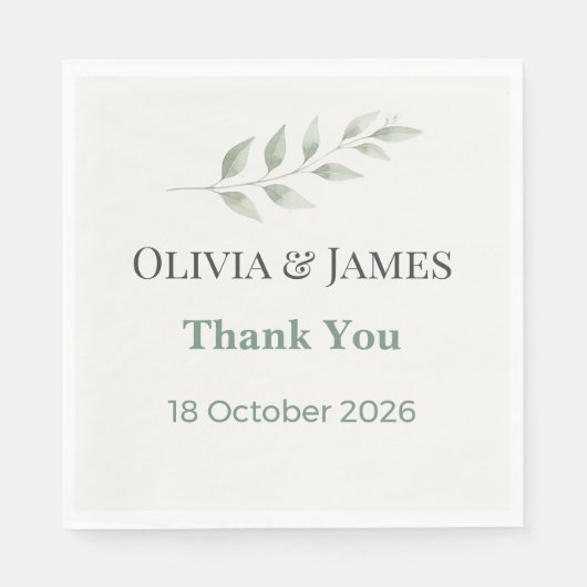 Elegant Greenery Wedding Napkins Servet (Voorkant)