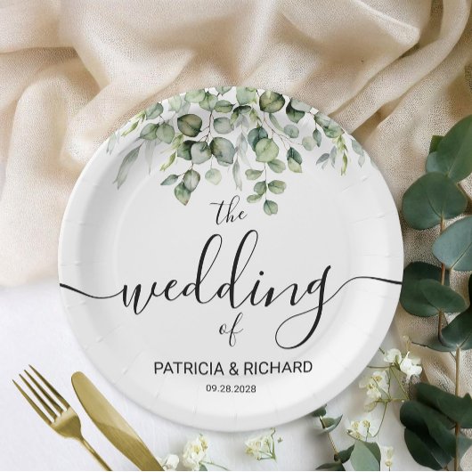Elegant Greenery Wedding Papieren Bordje