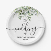 Elegant Greenery Wedding Papieren Bordje (Voorkant)