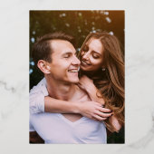 Elegant Greenery Wedding Photo Gold Folie Uitnodiging (Achterkant)