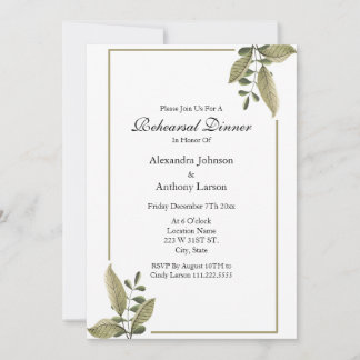 Elegant Greenery Wedding Rehearsal Kaart