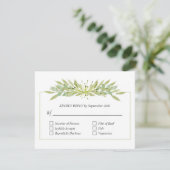 Elegant Greenery Wedding RSVP Kaartje (Staand voorkant)