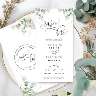 Elegant Greenery Wedding Save the Date Bladwijzer