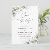 Elegant Greenery Wedding Save The Date Invitation (Debout devant)