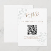 Elegant Greenery Wedding Scan Code RSVP Kaartje (Voorkant / Achterkant)