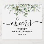 Elegant Greenery Wedding Sparkling Wijnetiket (Enkel label)