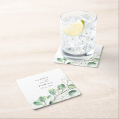 Elegant Greenery Wedding Vierkante Kartonnen Onderzetter (Insitu)