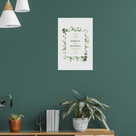 Elegant Greenery Wedding Welcome Poster (Woonkamer 1)
