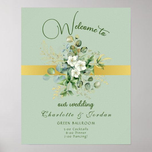 Elegant Greenery Wedding Welcome Poster (Voorkant)
