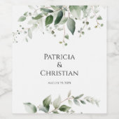 Elegant Greenery Wedding Wijn Etiket (Enkel label)