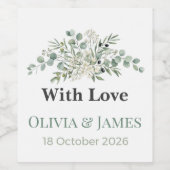 Elegant Greenery Wedding Wine Bottle Labels Wijn Etiket (Enkel label)