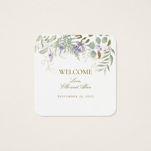 Elegant Greenery Welcome Wedding Gift Tag (Devant)